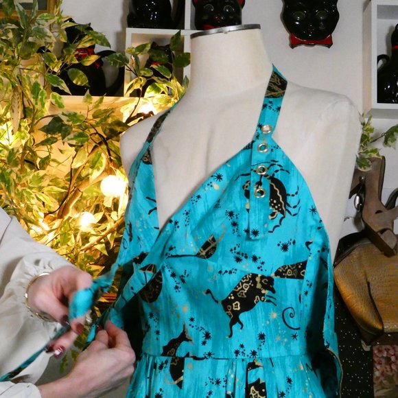 Trashy Diva 1950s Style MARILYN PARADE SWING DRESS - ASTROLOGY PRINT Sz 2 - Picture 7 of 12
